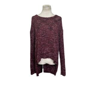 Target burgundy popcorn knit long sleeves high low sweater size Large